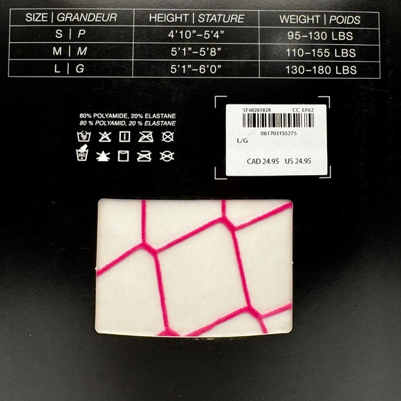 NWT La SENZA Pink Wide Fishnet Tights Women's Size Large Italy Hosiery Fuchsia - Picture 5 of 7